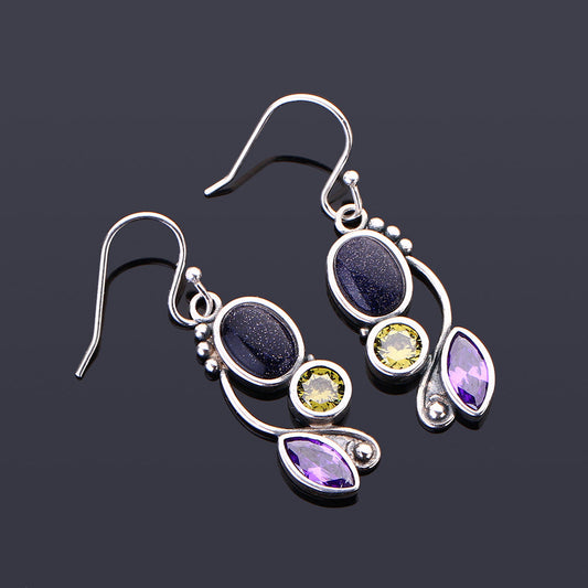 Elegant Blue Sandstone Earrings