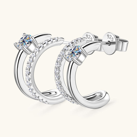 Gleaming Silver Diamond Earrings