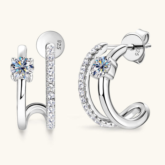Gleaming Silver Diamond Earrings